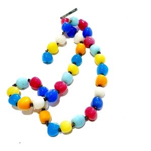 Vintage CZECH HARLEQUIN Multi Colored GLASS NECKLACE ART DECO COLORFUL